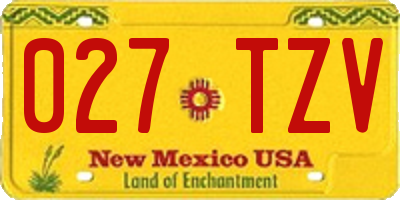 NM license plate 027TZV