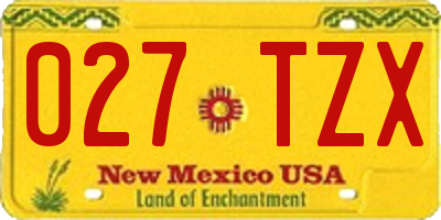 NM license plate 027TZX