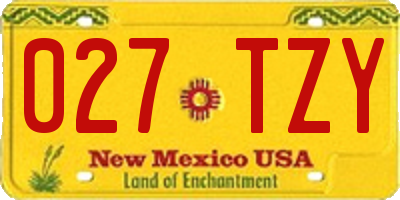 NM license plate 027TZY