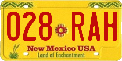 NM license plate 028RAH