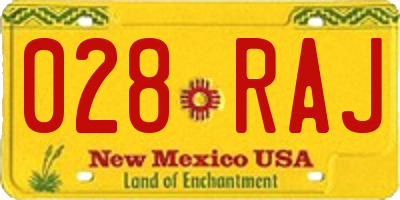 NM license plate 028RAJ