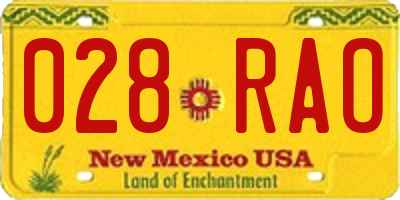 NM license plate 028RAO