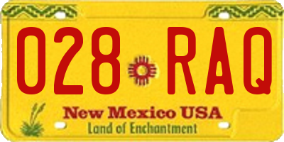 NM license plate 028RAQ