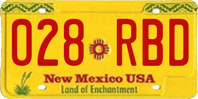 NM license plate 028RBD