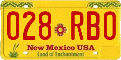 NM license plate 028RBO