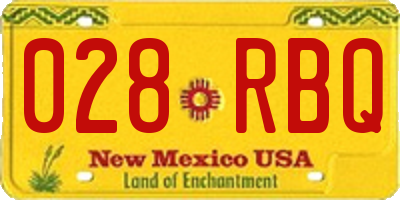 NM license plate 028RBQ