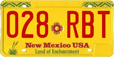 NM license plate 028RBT