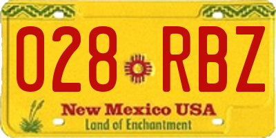 NM license plate 028RBZ