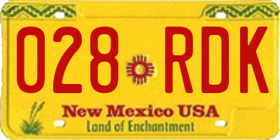 NM license plate 028RDK