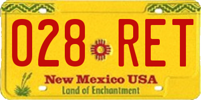 NM license plate 028RET