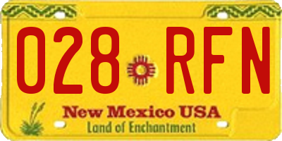 NM license plate 028RFN
