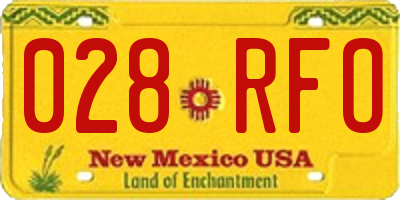 NM license plate 028RFO