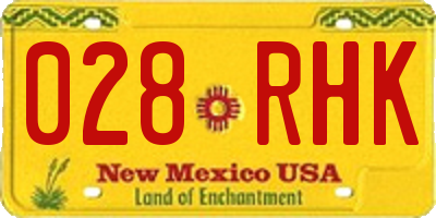 NM license plate 028RHK