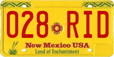 NM license plate 028RID