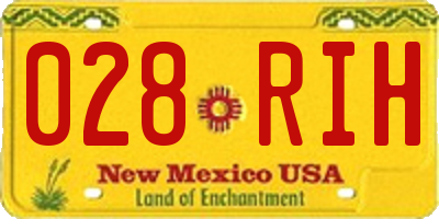 NM license plate 028RIH
