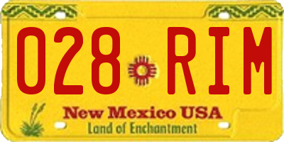 NM license plate 028RIM