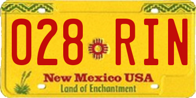 NM license plate 028RIN