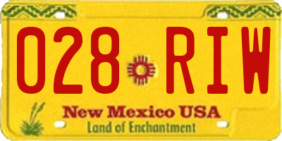 NM license plate 028RIW