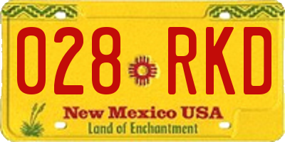 NM license plate 028RKD