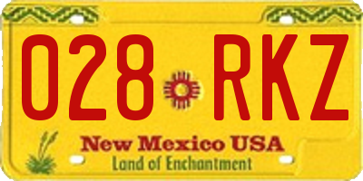 NM license plate 028RKZ