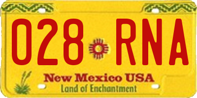 NM license plate 028RNA