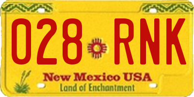 NM license plate 028RNK