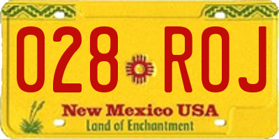 NM license plate 028ROJ