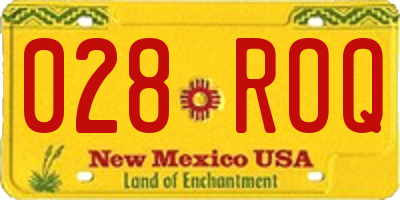 NM license plate 028ROQ