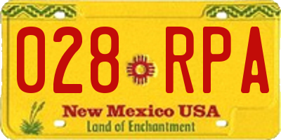 NM license plate 028RPA
