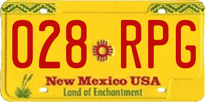 NM license plate 028RPG