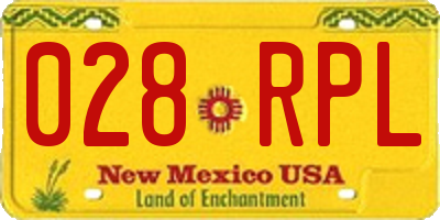 NM license plate 028RPL