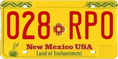 NM license plate 028RPO
