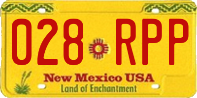 NM license plate 028RPP
