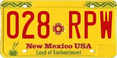 NM license plate 028RPW