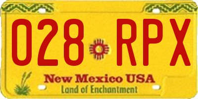 NM license plate 028RPX