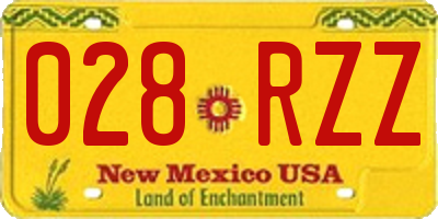 NM license plate 028RZZ