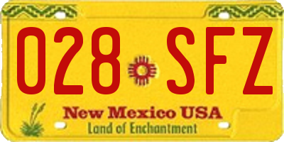 NM license plate 028SFZ