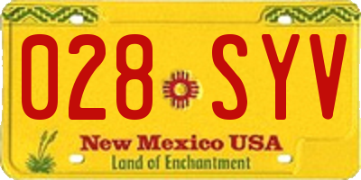NM license plate 028SYV