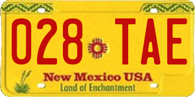 NM license plate 028TAE