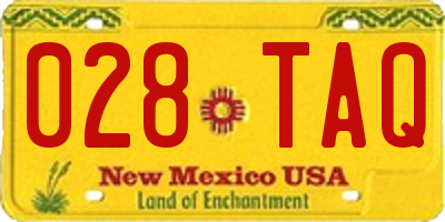 NM license plate 028TAQ