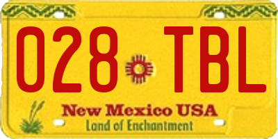 NM license plate 028TBL