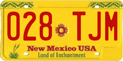 NM license plate 028TJM