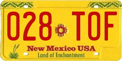 NM license plate 028TOF