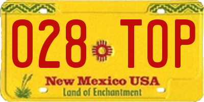 NM license plate 028TOP