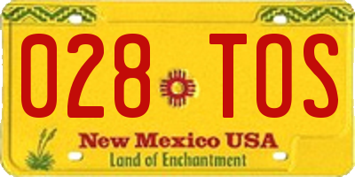 NM license plate 028TOS