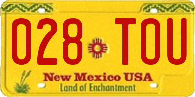 NM license plate 028TOU