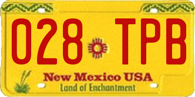 NM license plate 028TPB
