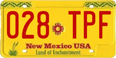 NM license plate 028TPF