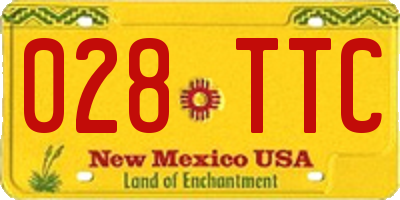 NM license plate 028TTC