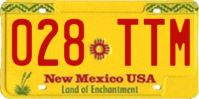 NM license plate 028TTM